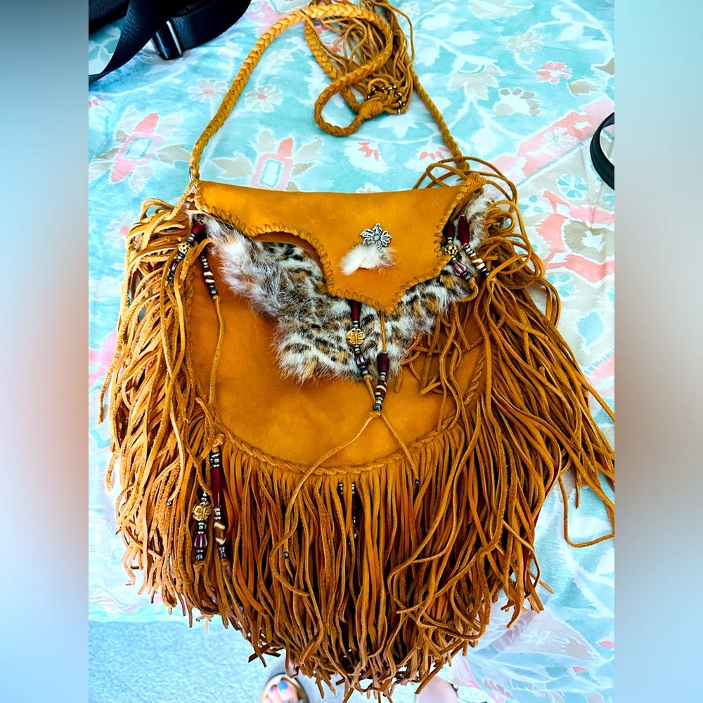 Suede boho cross body or shoulder bag
